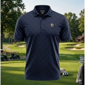 Greg Norman Play Dry Men's Dark Blue Royal Melbourne Golf Polo Shirt. Size M